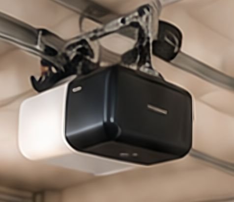 Garage door opener on its rail